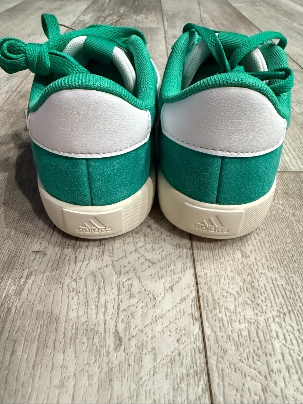 adidas Teal Green Suede Low-Top Sneakers with White Stripes